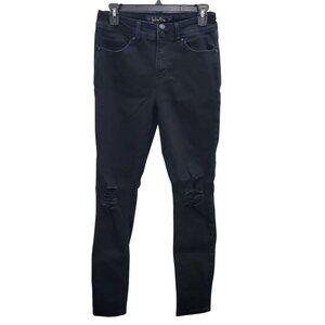 Indigo Rein Women's Distressed Black Wash Stretch Skinny Leg Denim Jeans Size 28